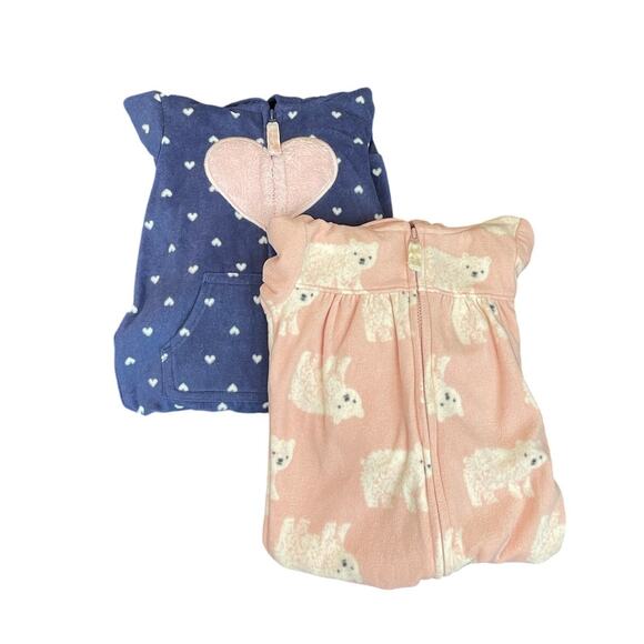 Carter's NWT Set of 2 One Piece Footies with Sherpa Hood Girls Sz 6M - Picture 1 of 11
